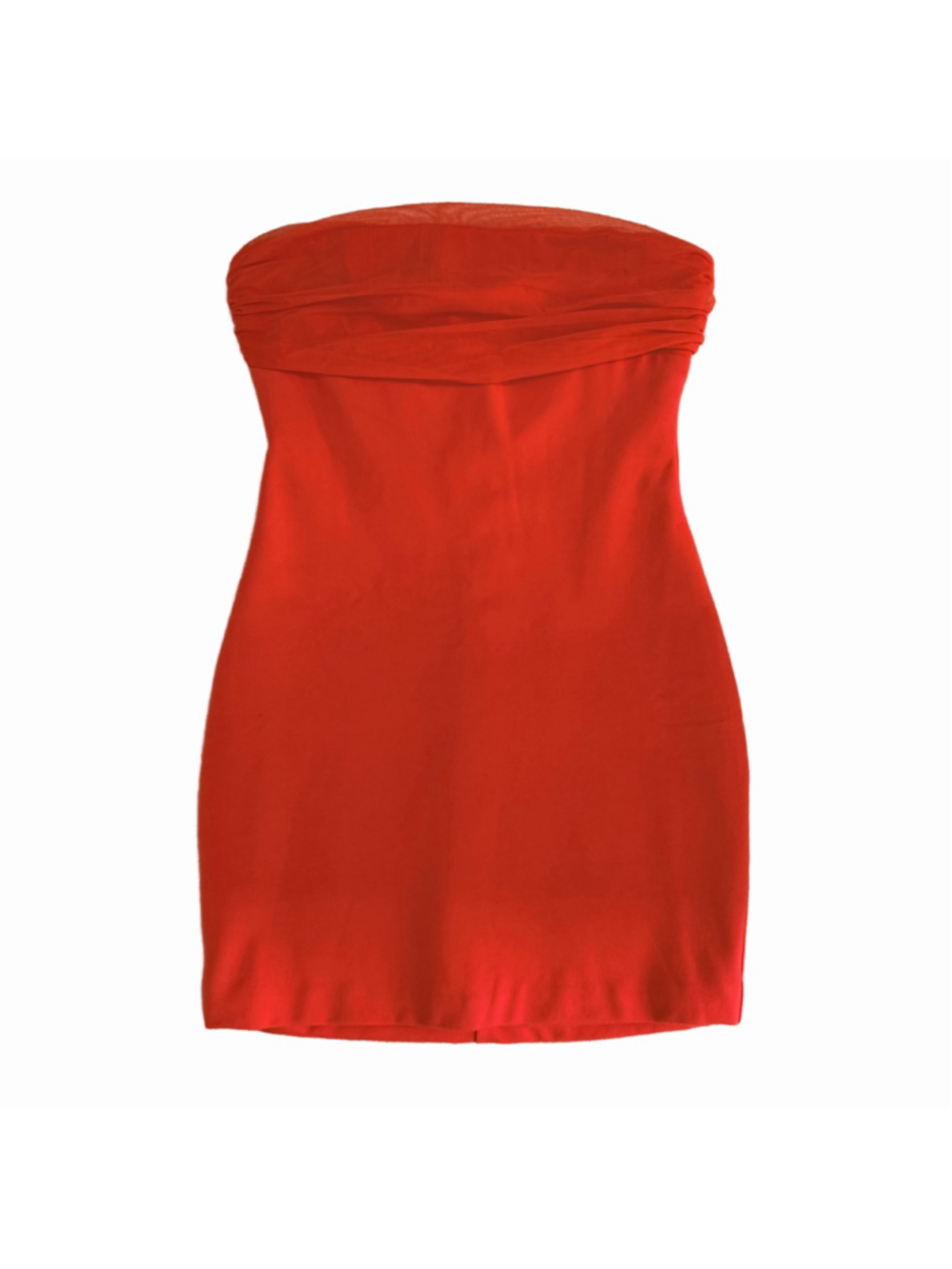 Superdown Red Chiffon Bodice Strapless Bodycon Mini Dress Small